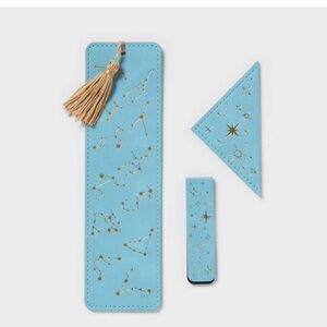 Blue Constellation Bookmark Set with Gold Accents| set of 3| magnetic, corner